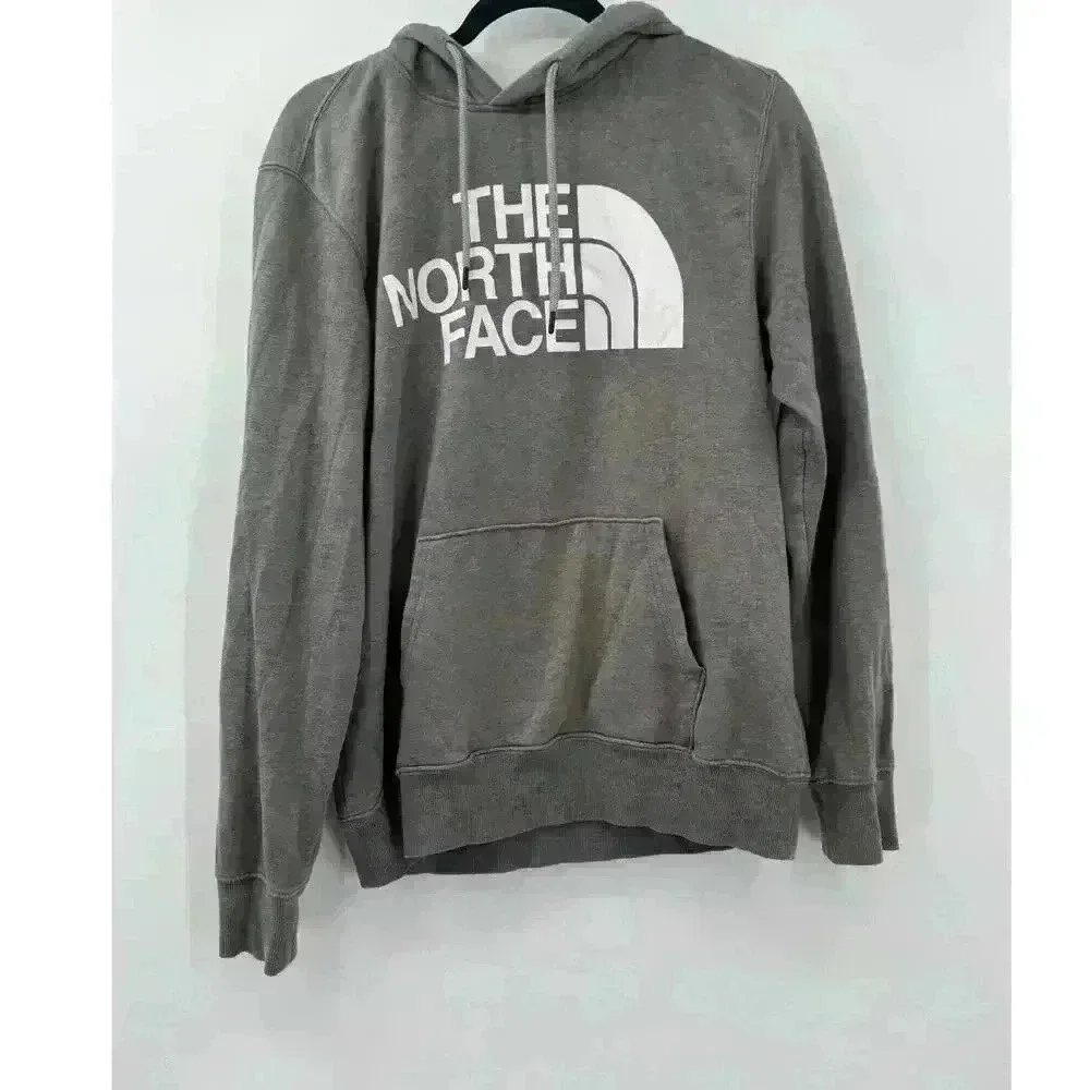 The North Face Men's Half‎ Down Hoodie White Gray Sweatshirt Sz M Outdoor Jacket